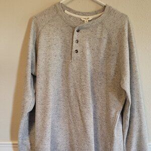 Julian & Mark Men's Grey Speckled Waffle Knit Henley - Large